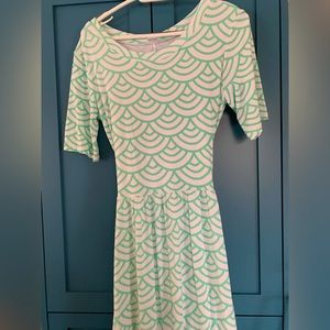 Mid-Length Dress in Stretch Jersey with Art Deco Print